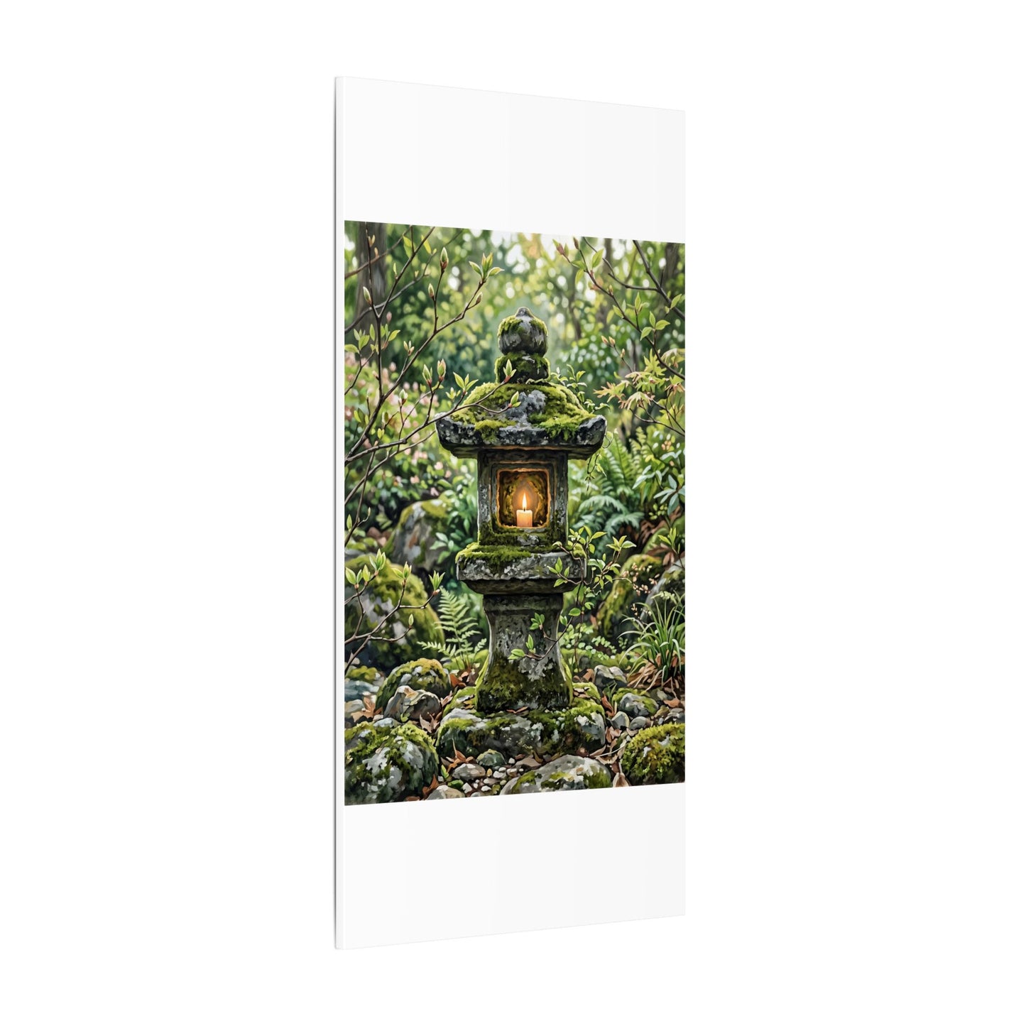 Neutral Stone Lantern Canvas Art - Japanese Pattern Japandi