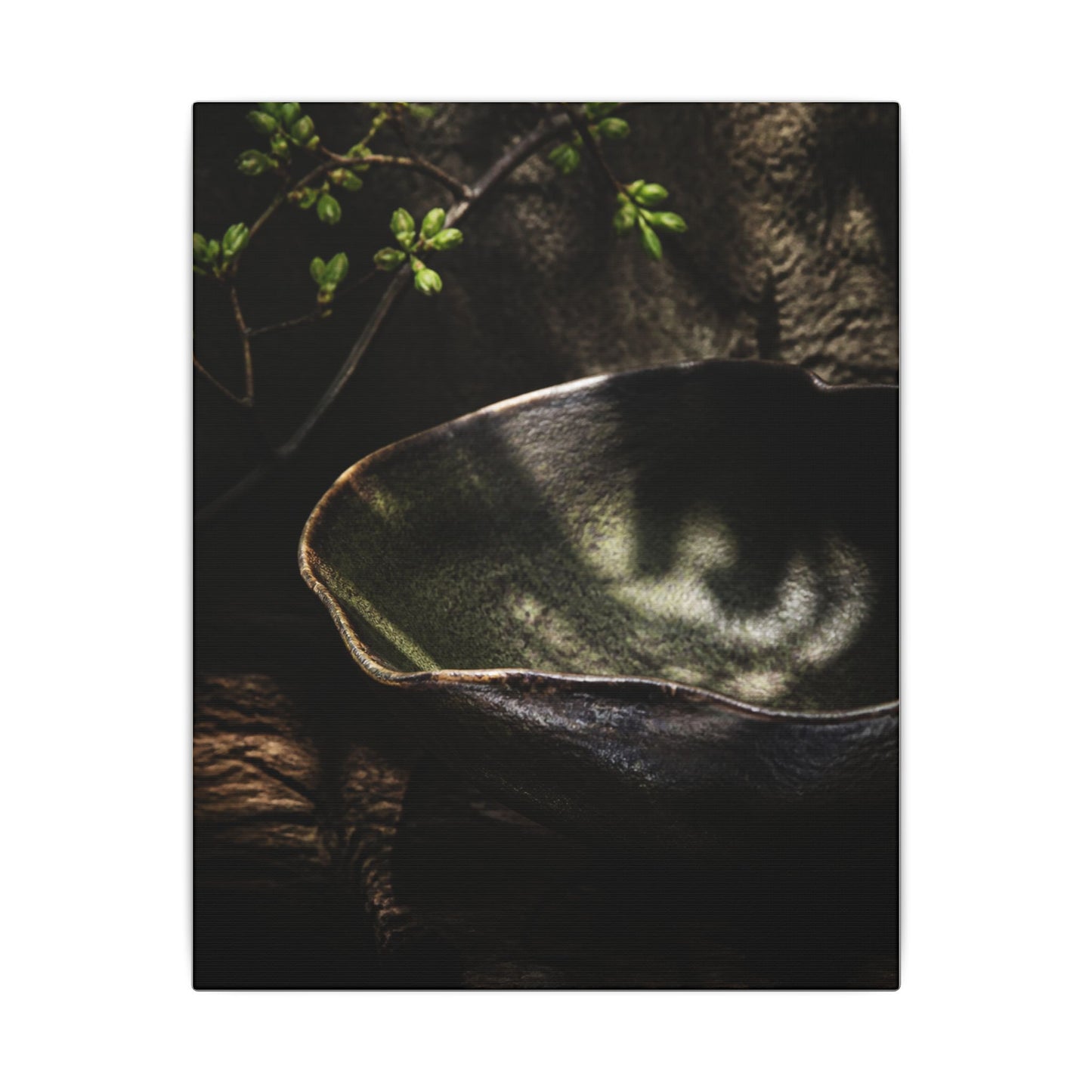 Sophisticated Ceramic Bowl Canvas Art - Dark Texture Dark Japandi