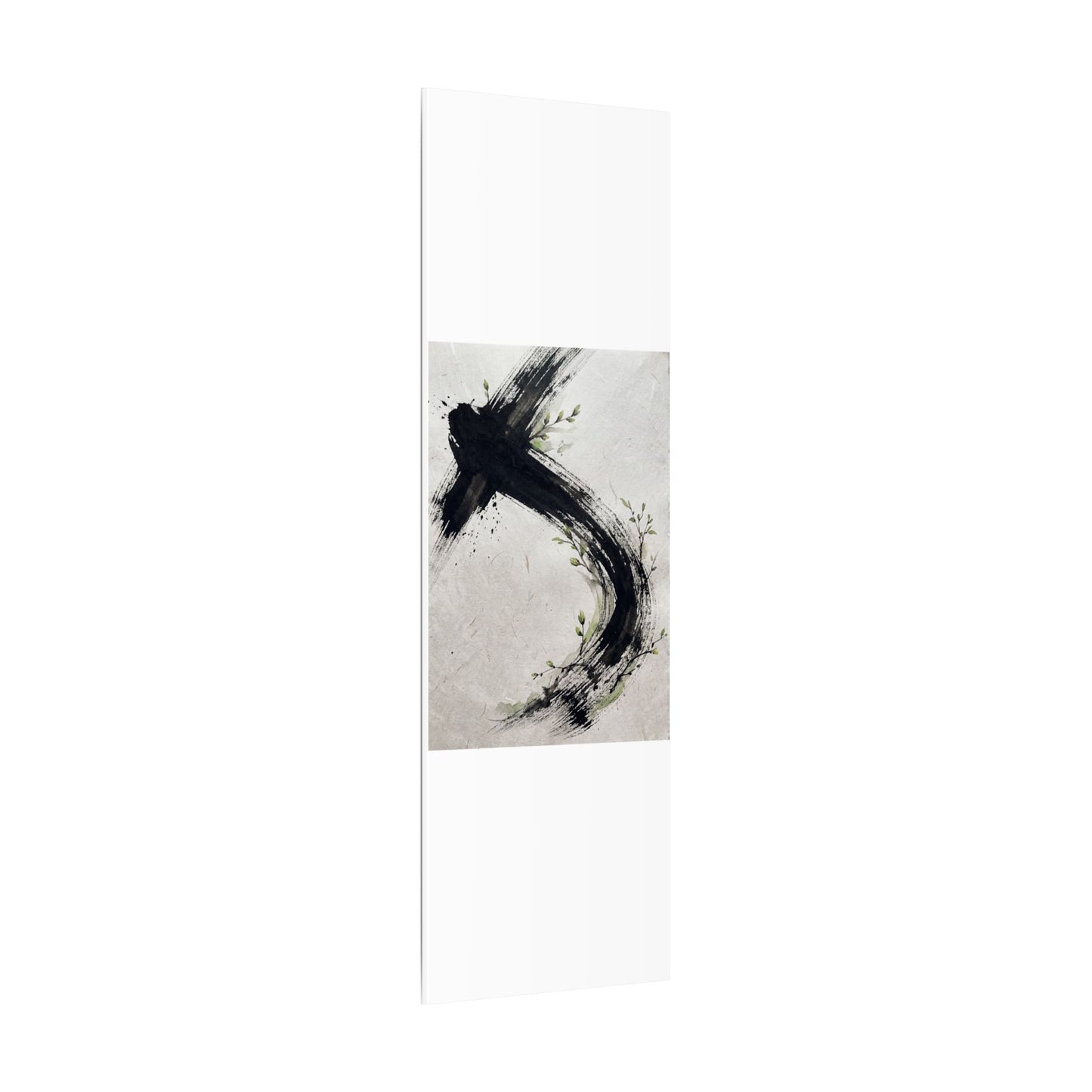Ink Brushstroke Spring Canvas Art | Dark Japandi Sophisticated Design