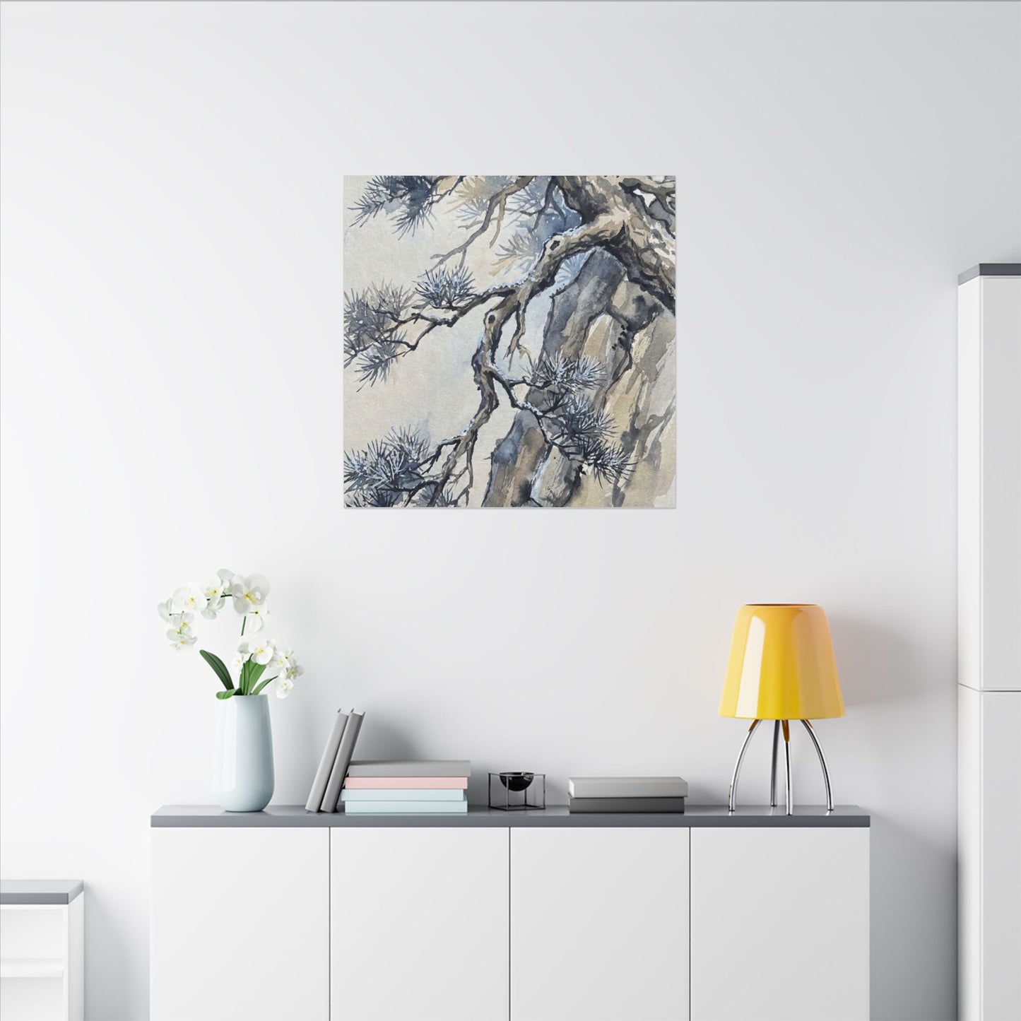 Moonlight Pine Tree Canvas Art - Japandi Seijaku