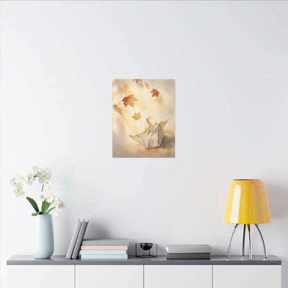 Japandi Paper Fold in Golden Hour | Watercolor Canvas Art
