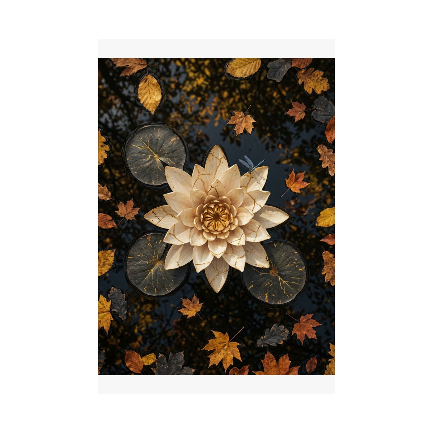 Lotus Flower Gold Repair Wall Art Print | Artful Kintsugi Art