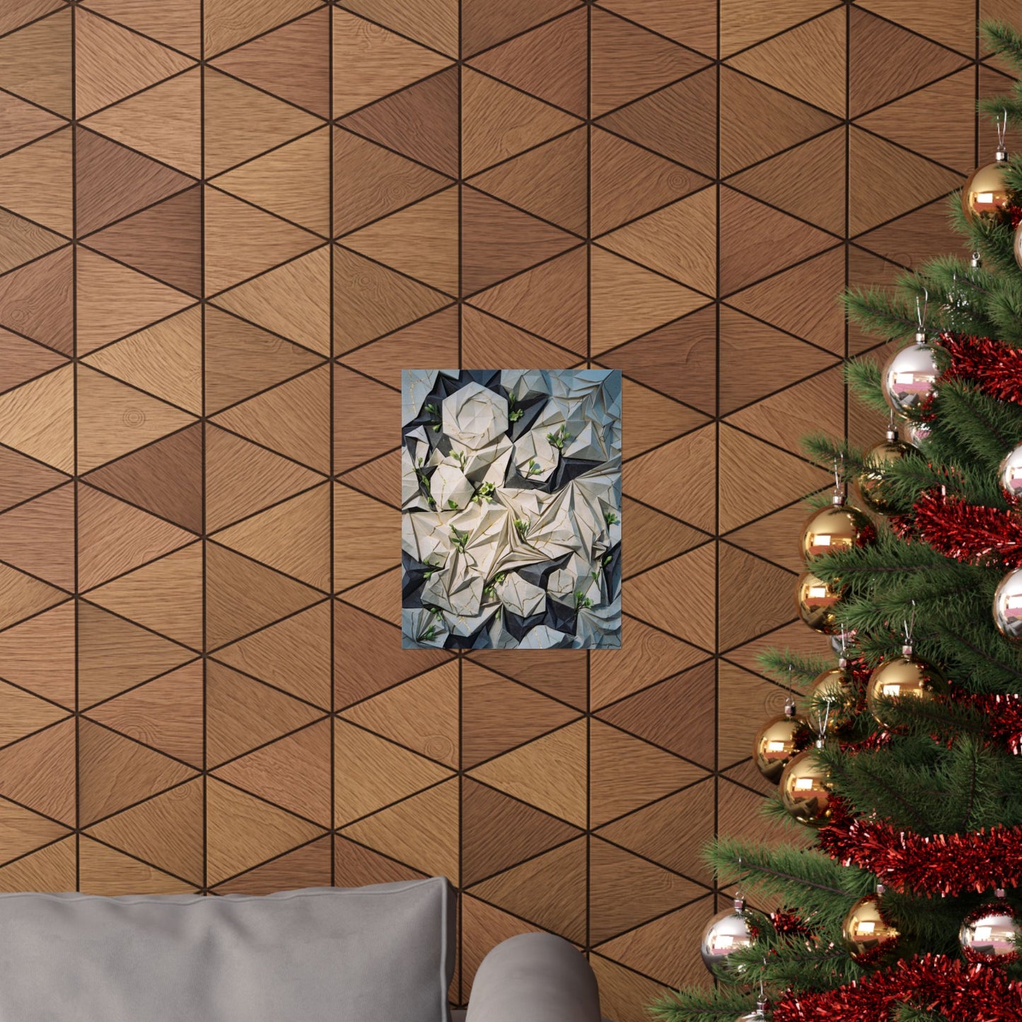 Paper Fold Gold Vein Wall Art Print | Resilient Kintsugi Art