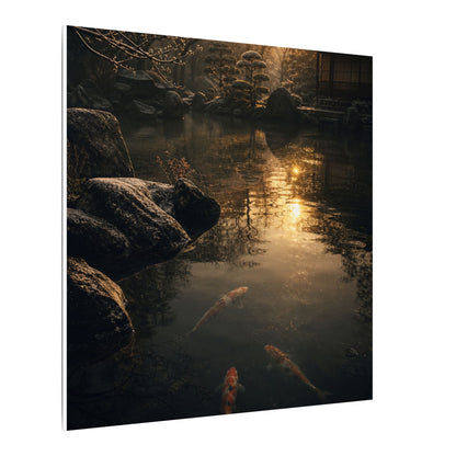 Winter Koi Pond Shadow Zen Canvas Art | Bold Decor