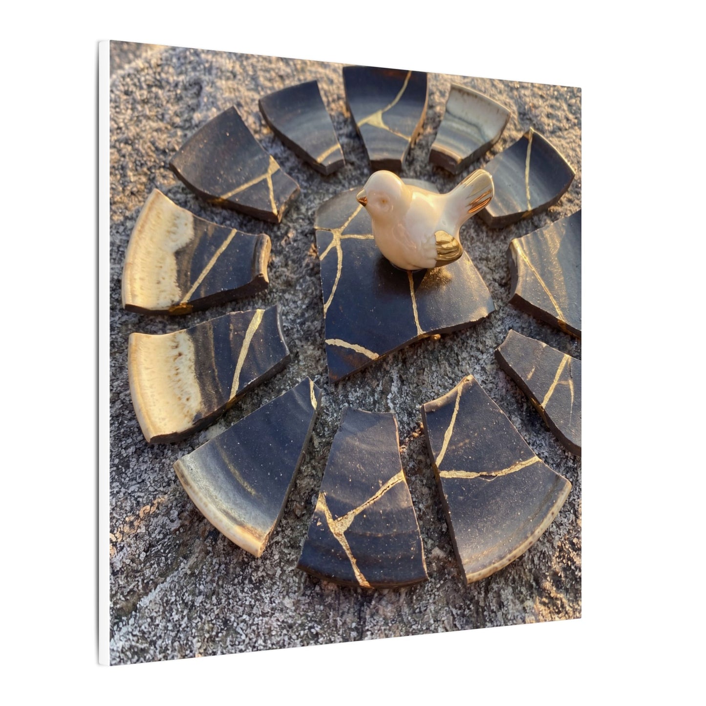 Golden Hour Broken Pottery Canvas Art - Kintsugi Datsuzoku
