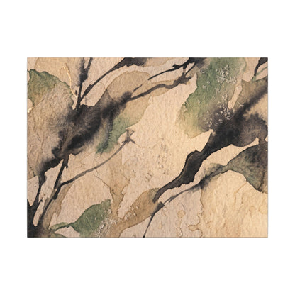 Japandi Shadow Play in Golden Hour | Watercolor Canvas Art Art Print