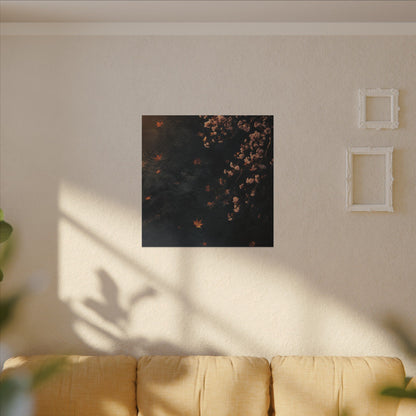 Golden Hour Cherry Blossom Canvas Art - Dark Japandi Kanso
