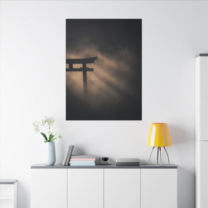 Torii Gate Shadow Zen Canvas Art | Bold Dark Japandi Art