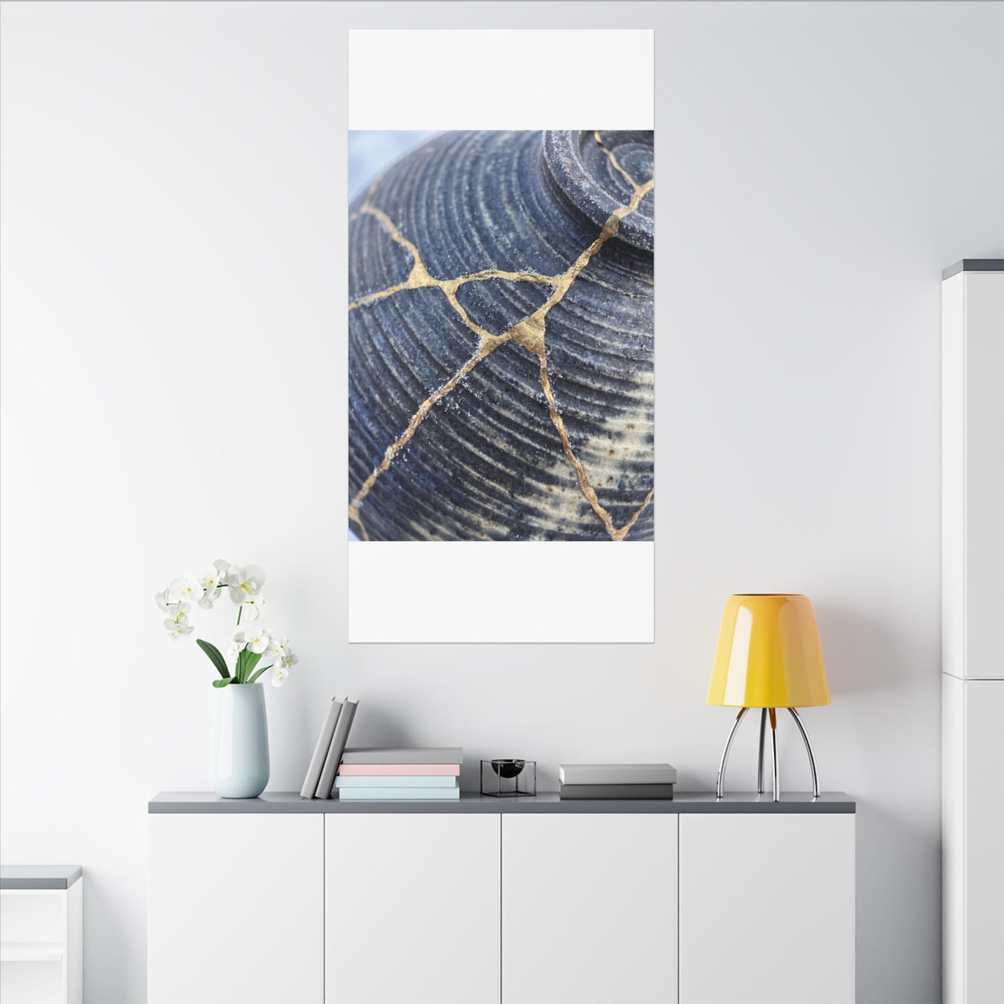 Shibui Water Ripple Canvas Art - Kintsugi Gold Repair