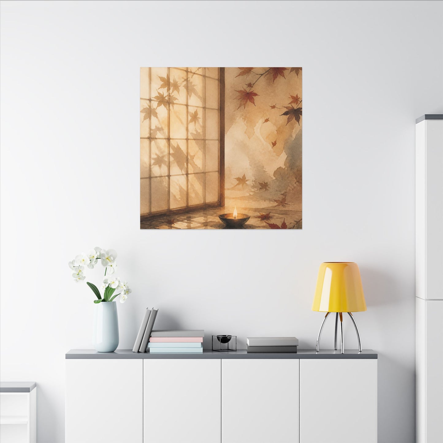 Candlelight Shoji Screen Canvas Art - Japandi Ma