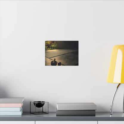 Dark Japandi Tea Ceremony in Golden Hour | Dark Texture Canvas Art