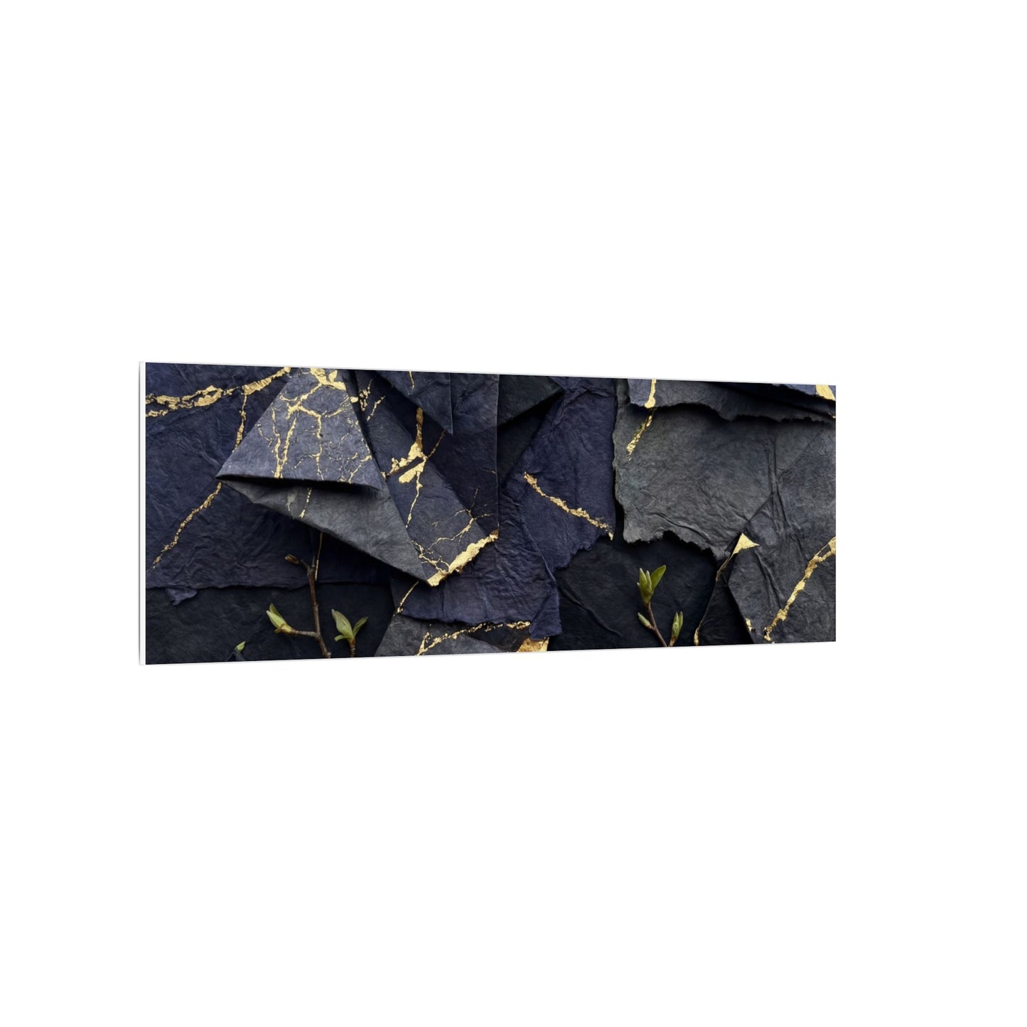 Beautiful Paper Fold Canvas Art - Crackle Gold Kintsugi