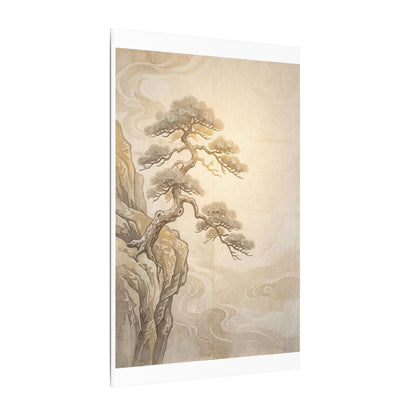 Winter Pine Tree Japanese Pattern Canvas Art | Elegant Decor