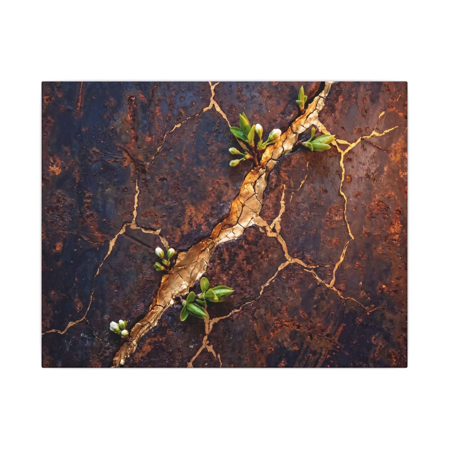 Rust Patina Spring Canvas Art | Kintsugi Resilient Design