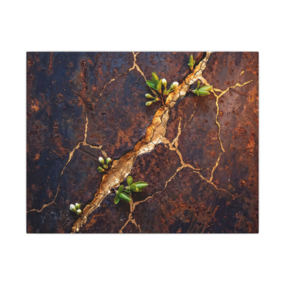 Rust Patina Spring Canvas Art | Kintsugi Resilient Design