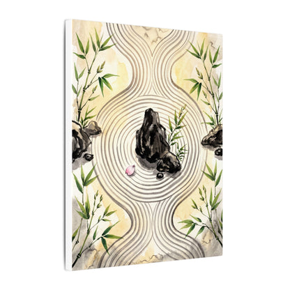 Zen Rock Garden in Golden Hour | Sumi E Canvas Art