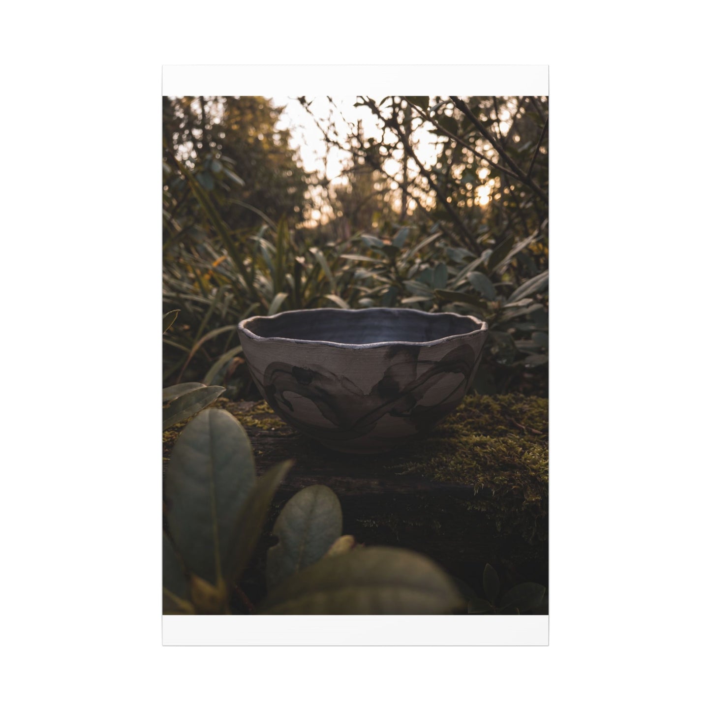 Ceramic Bowl Canvas Art | Summer Dark Japandi Charcoal Ink Art