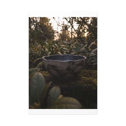 Ceramic Bowl Canvas Art | Summer Dark Japandi Charcoal Ink Art