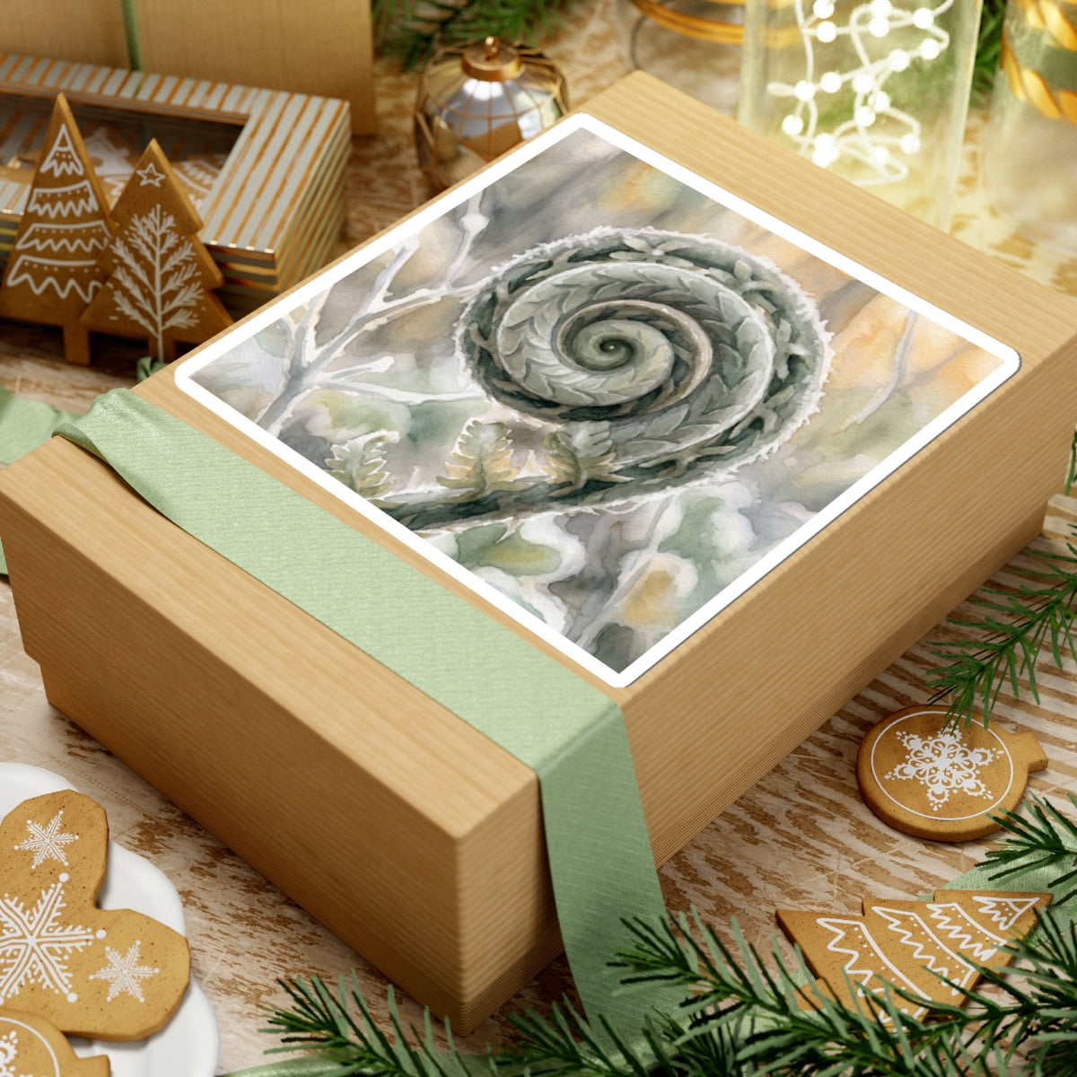 Fern Unfurling Winter Sticker | Japandi Warm Design