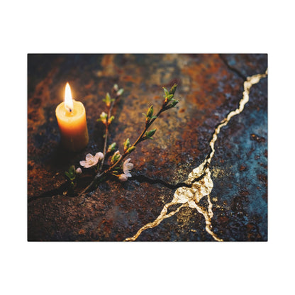 Kintsugi Rust Patina in Candlelight | Gold Repair Canvas Art Art Print