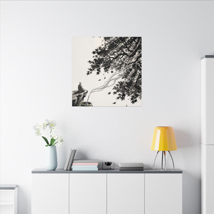 Serene Incense Smoke Canvas Art - Ukiyo E Inspired Zen
