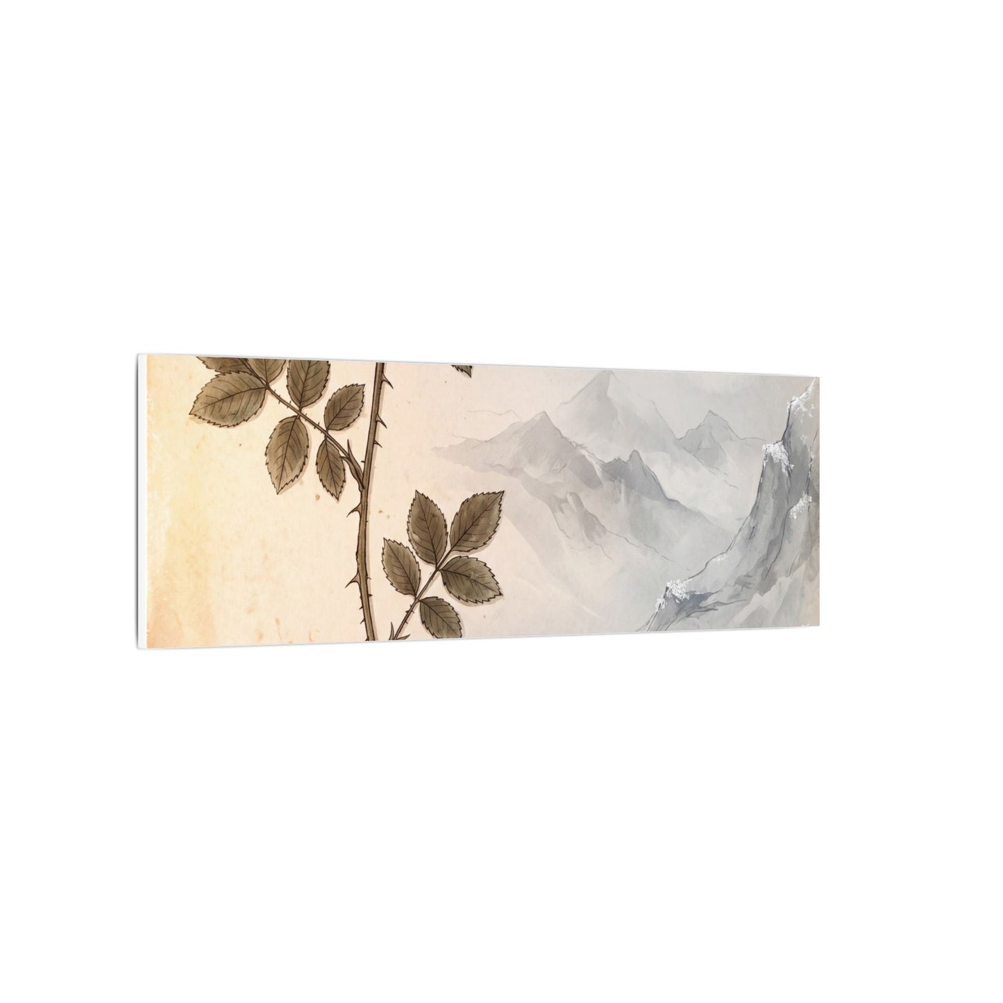 Winter Mountain Mist Herbarium Canvas Art | Earthy Decor