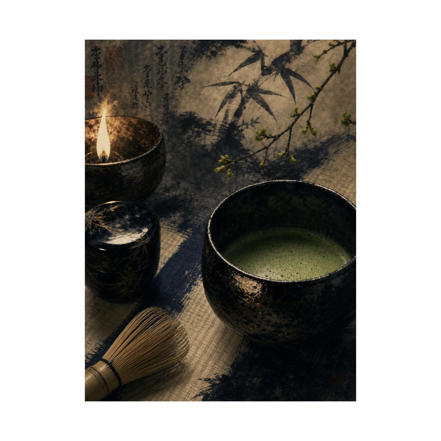 Tea Ceremony Sumi E Wall Art Print | Contemplative Zen Art