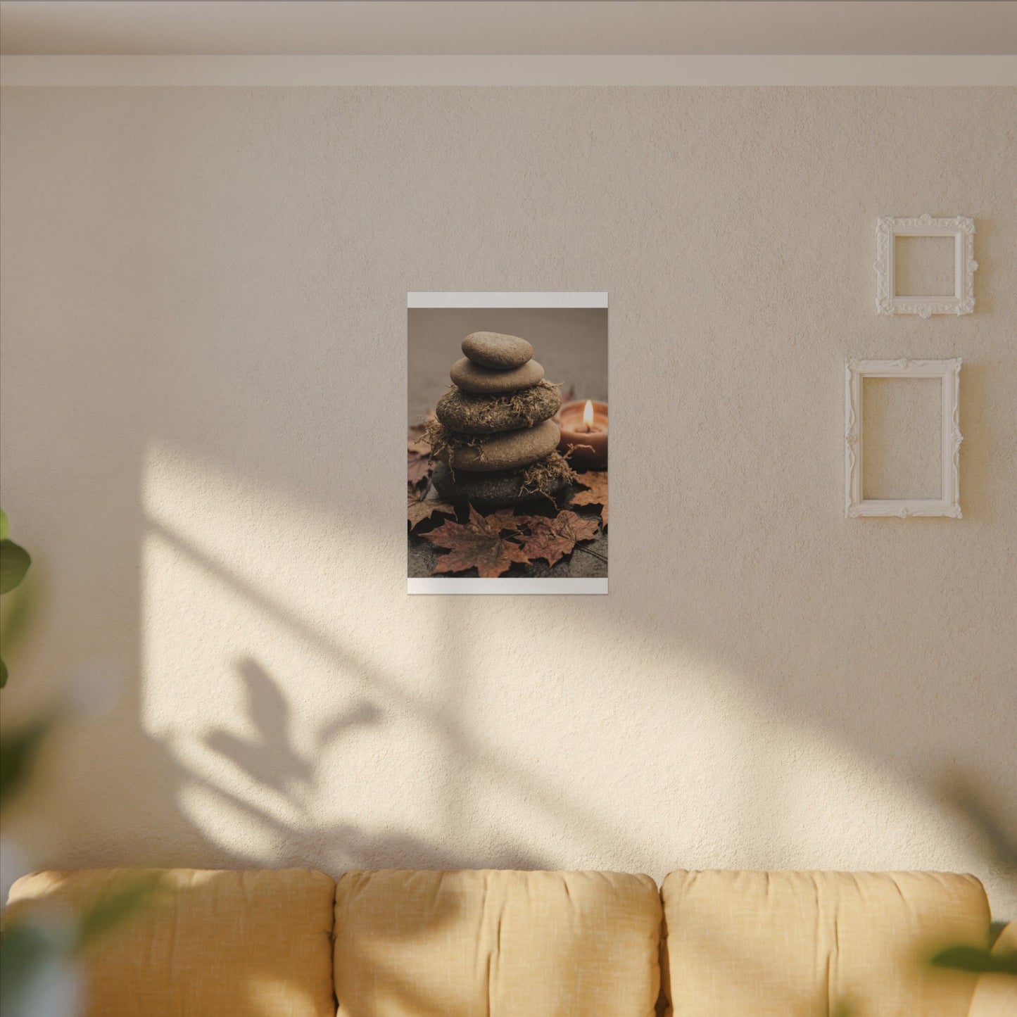 River Stones Canvas Art | Autumn Japandi Texture Art