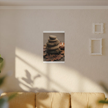 River Stones Canvas Art | Autumn Japandi Texture Art