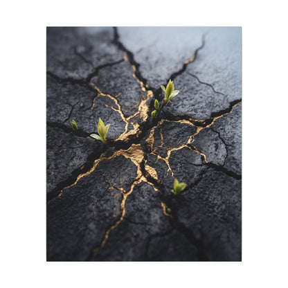 Ma Cracked Earth Canvas Art - Dark Japandi Charcoal Ink