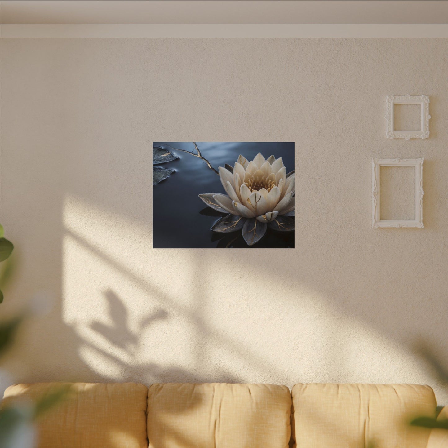Beautiful Lotus Flower Canvas Art - Gold Vein Kintsugi