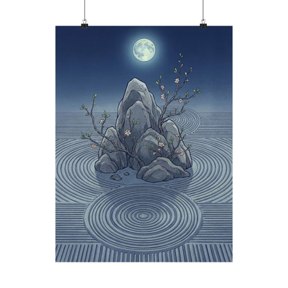 Kanso Rock Garden Wall Art Print - Zen Ukiyo E Inspired Art Print
