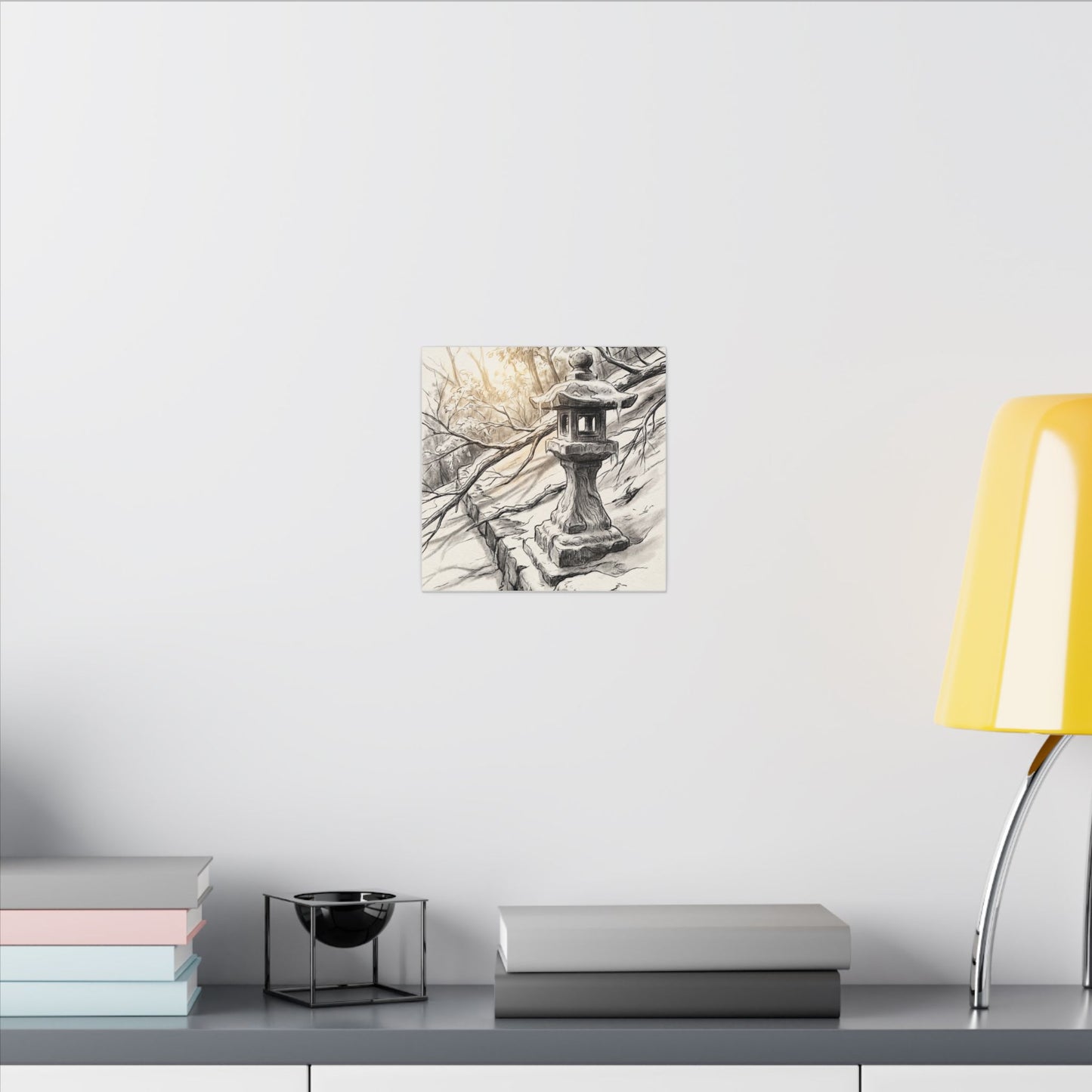 Golden Hour Stone Lantern Canvas Art - Japandi Kanso