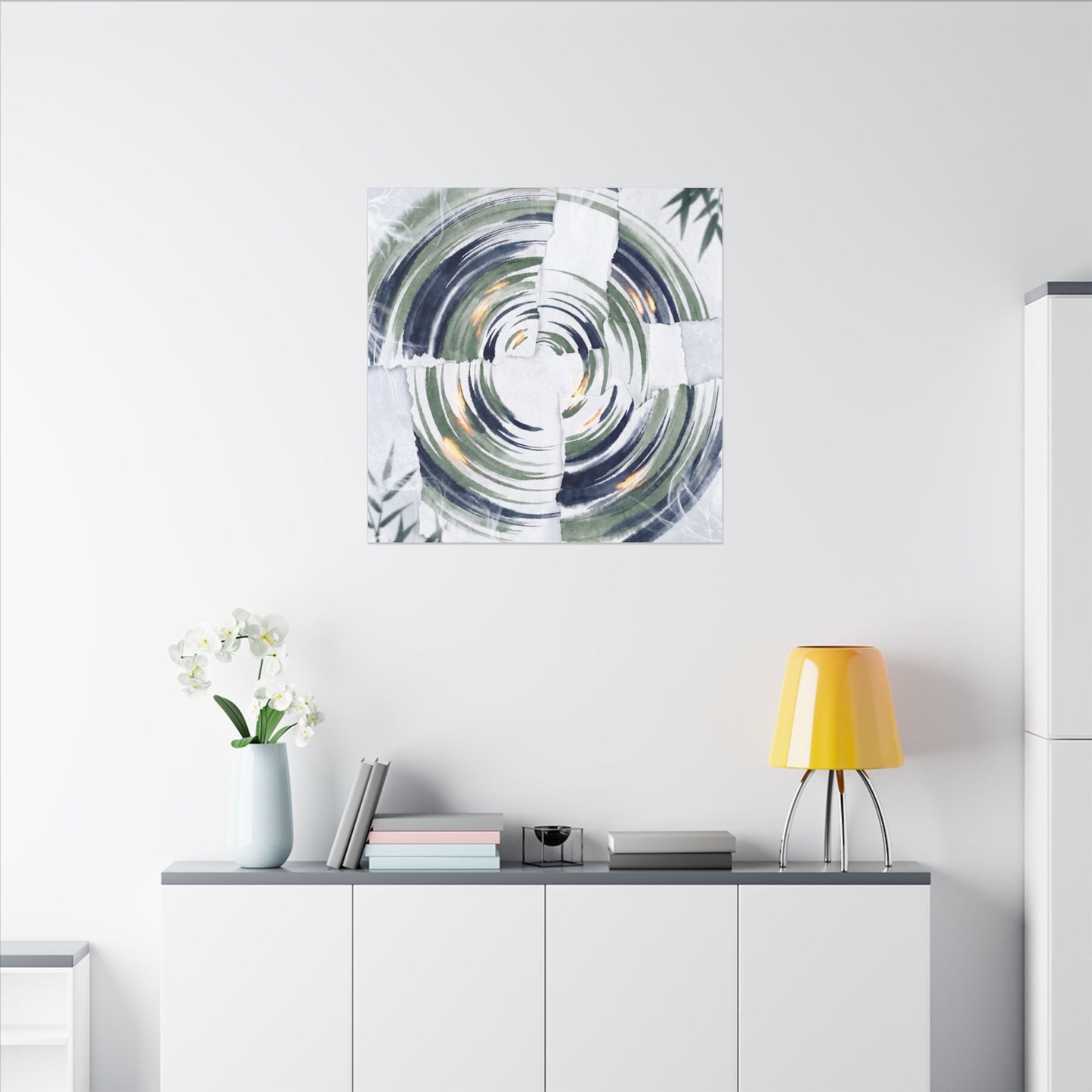Winter Water Ripple Sumi E Canvas Art | Peaceful Decor