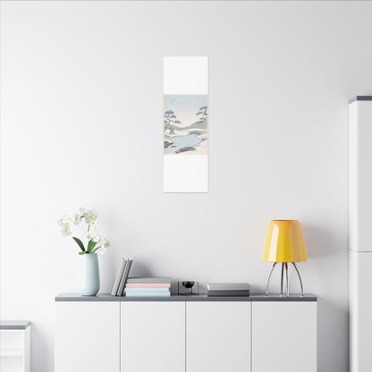 Japandi Moonlit Garden in Moonlight | Minimal Line Canvas Art