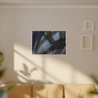 Ink Brushstroke Canvas Art | Winter Dark Japandi Shadow Zen Art