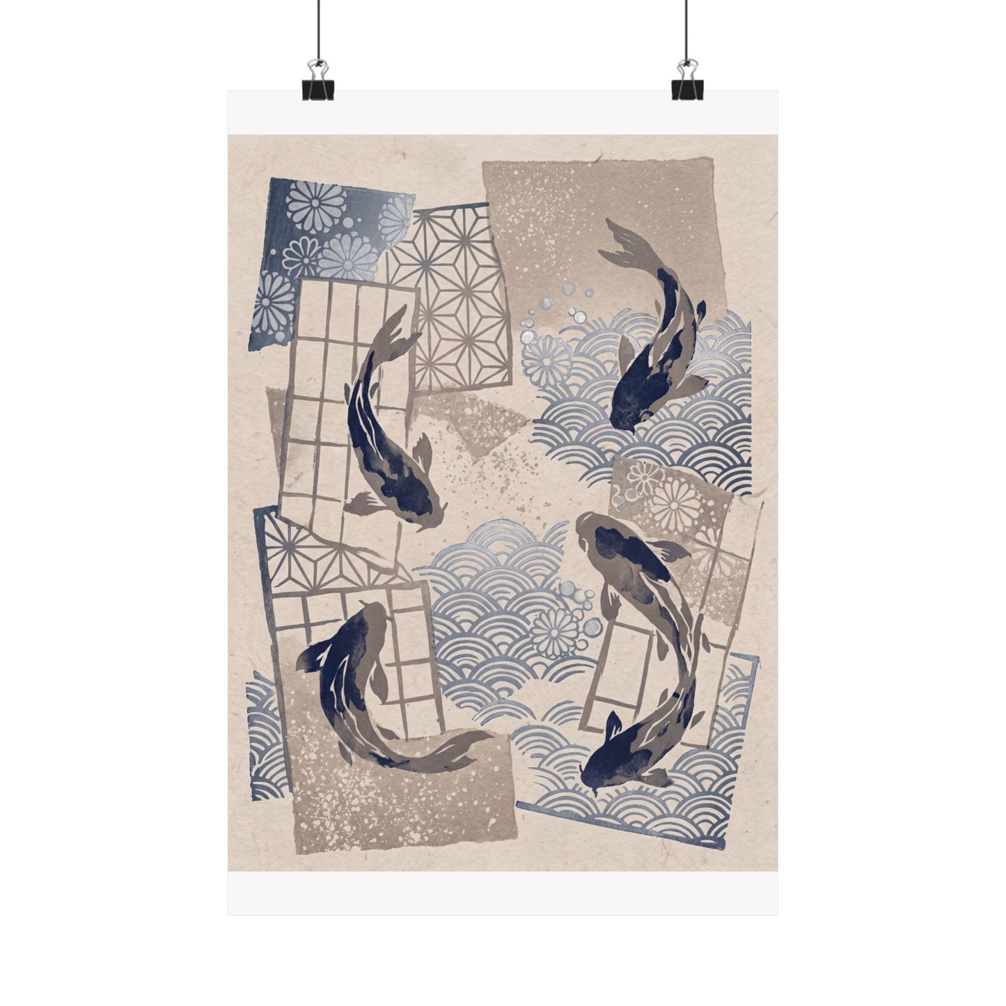 Seijaku Koi Pond Wall Art Print - Japandi Japanese Pattern