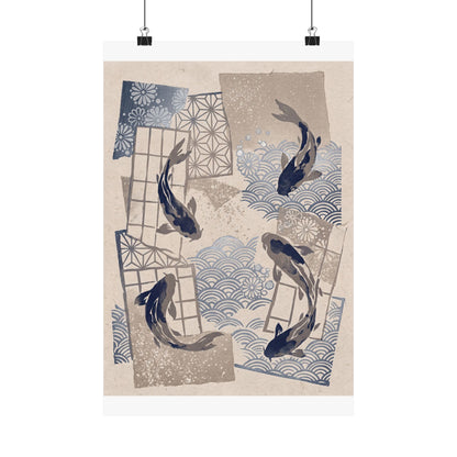 Seijaku Koi Pond Wall Art Print - Japandi Japanese Pattern