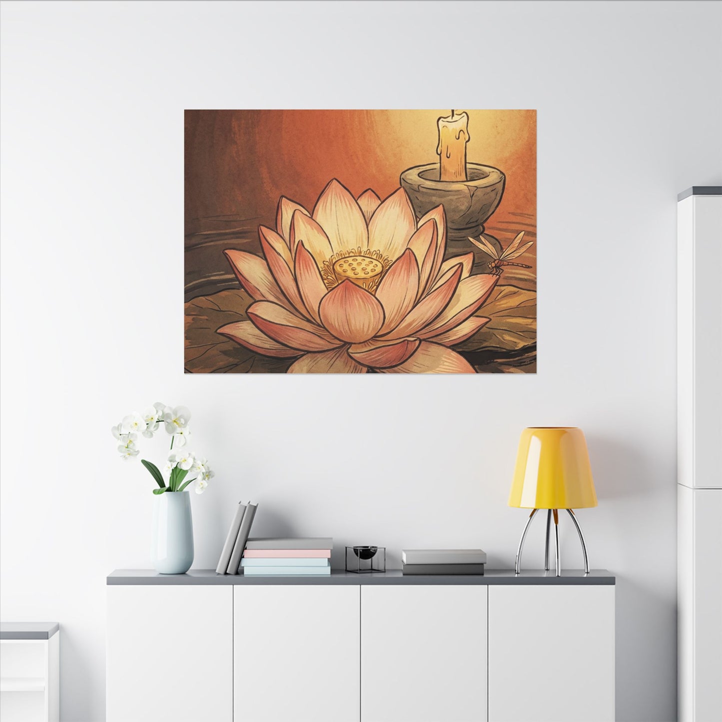 Lotus Flower Summer Canvas Art | Zen Contemplative Design