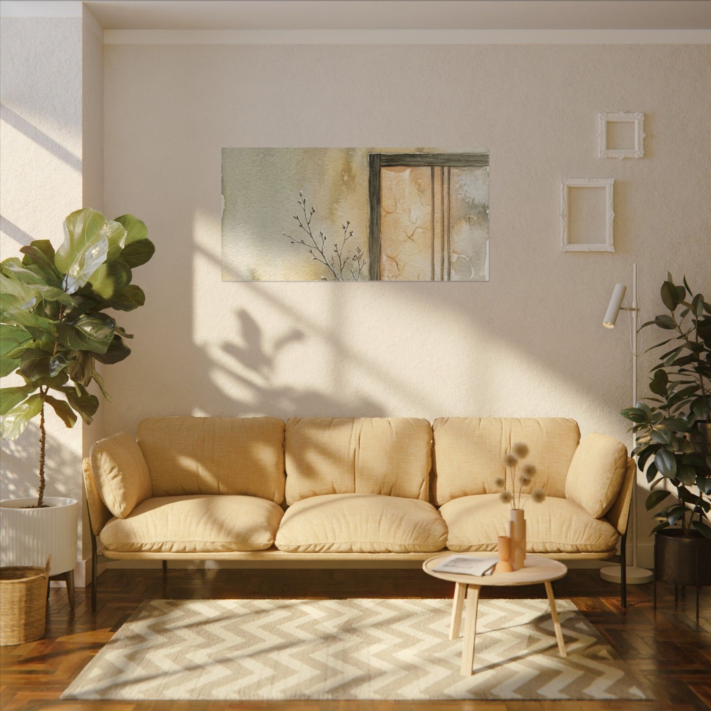 Ma Shoji Screen Canvas Art - Japandi Watercolor