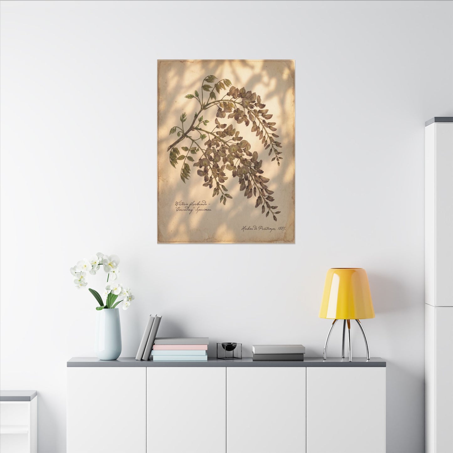 Spring Wisteria Herbarium Canvas Art | Earthy Decor