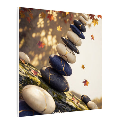 Ma River Stones Canvas Art - Kintsugi Gold Vein