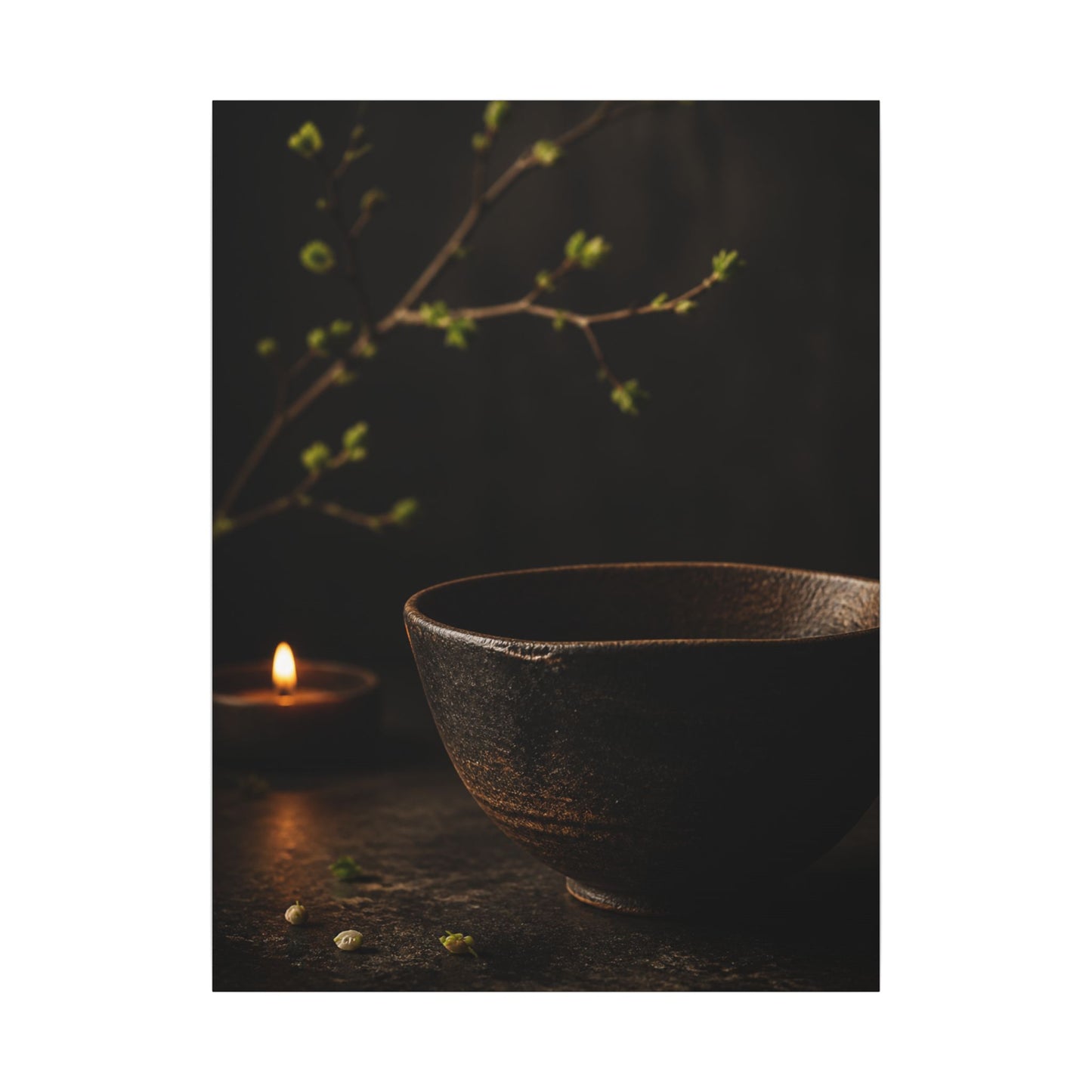 Moody Ceramic Bowl Canvas Art - Shadow Zen Dark Japandi