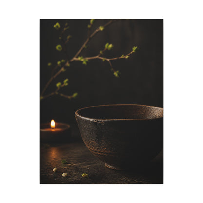 Moody Ceramic Bowl Canvas Art - Shadow Zen Dark Japandi