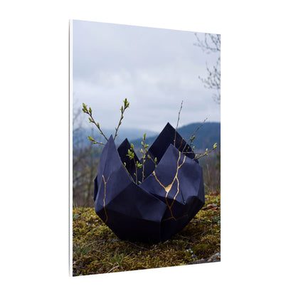 Paper Fold Canvas Art | Spring Kintsugi Gold Repair Art