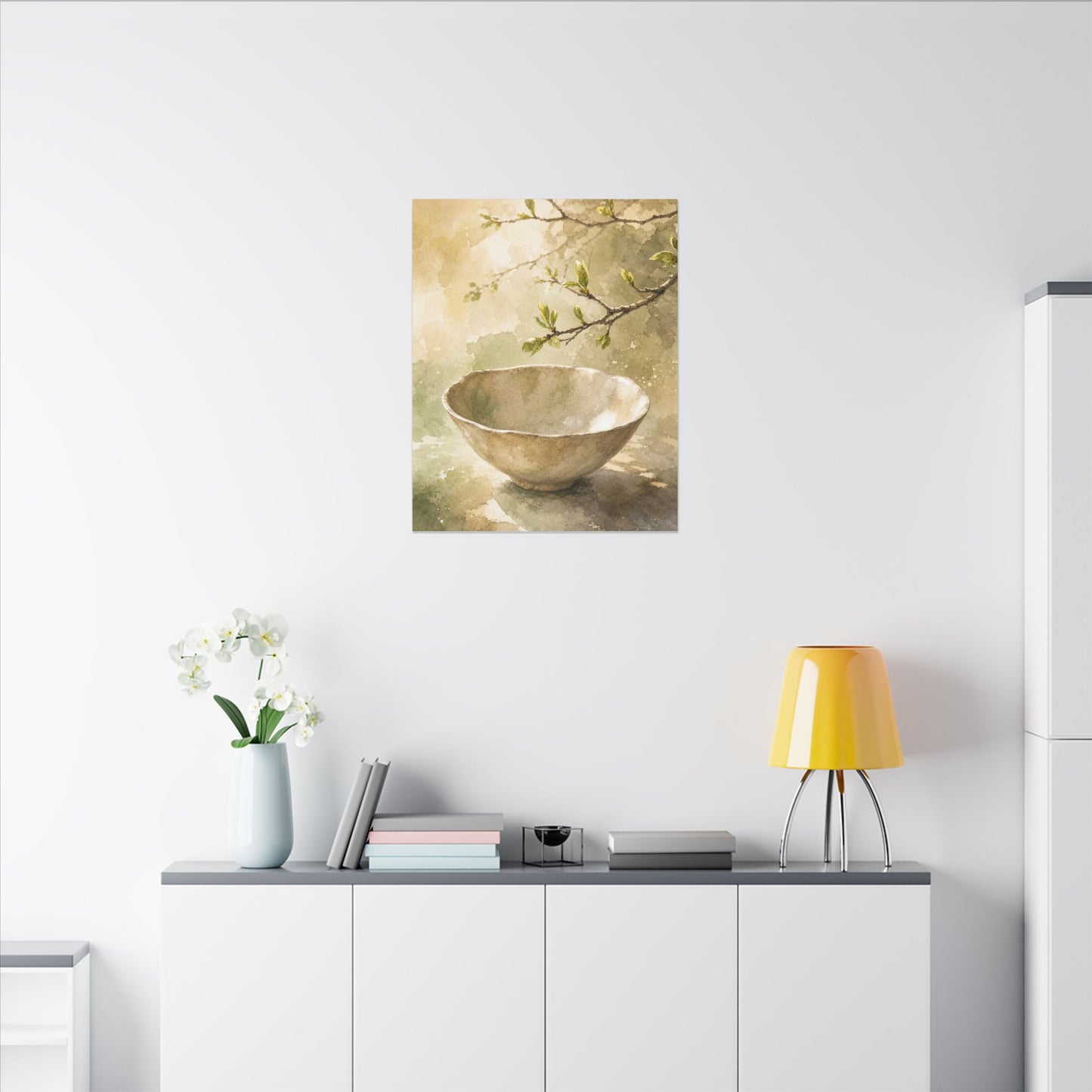 Warm Ceramic Bowl Canvas Art - Watercolor Japandi