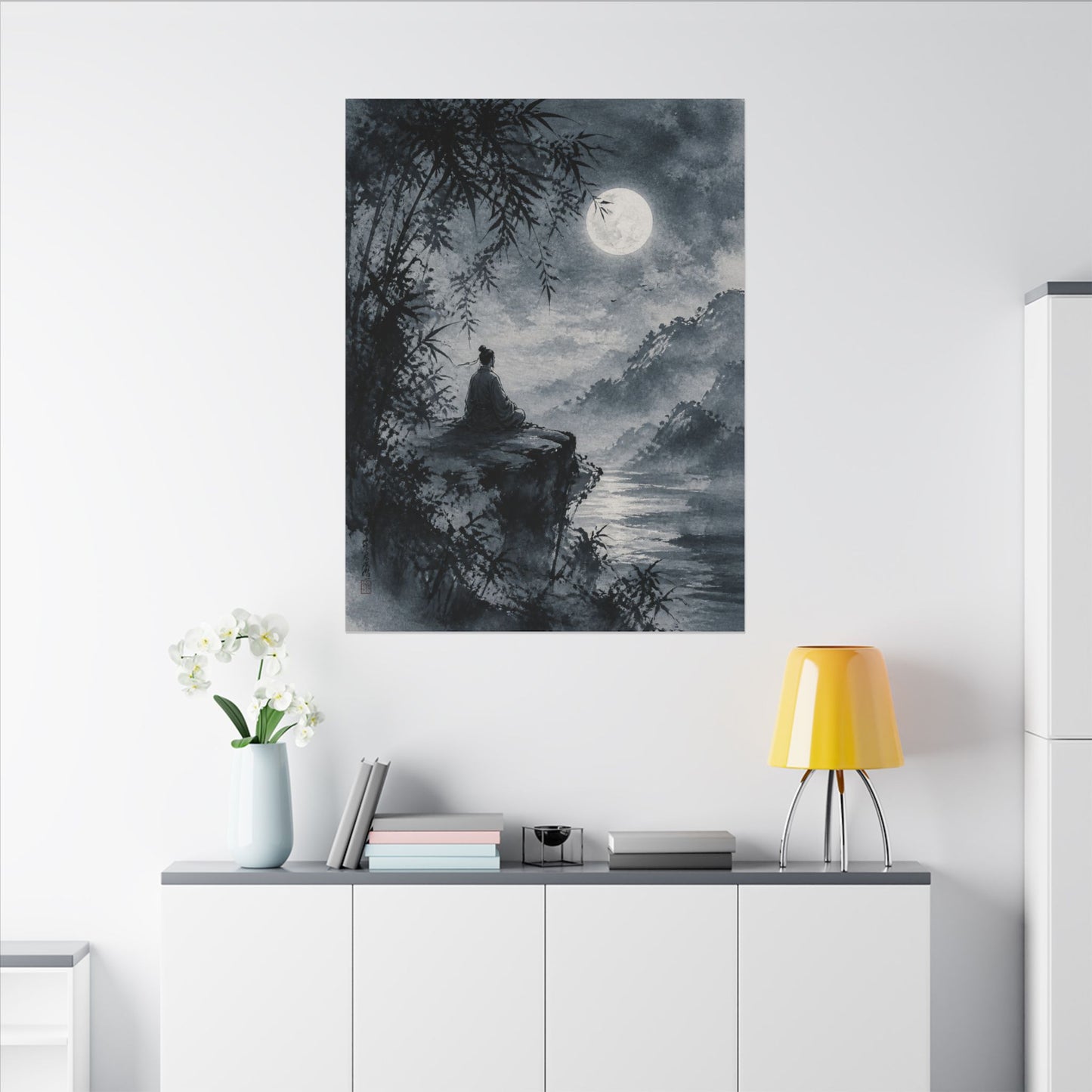 Ink Brushstroke Sumi E Canvas Art | Serene Zen Art
