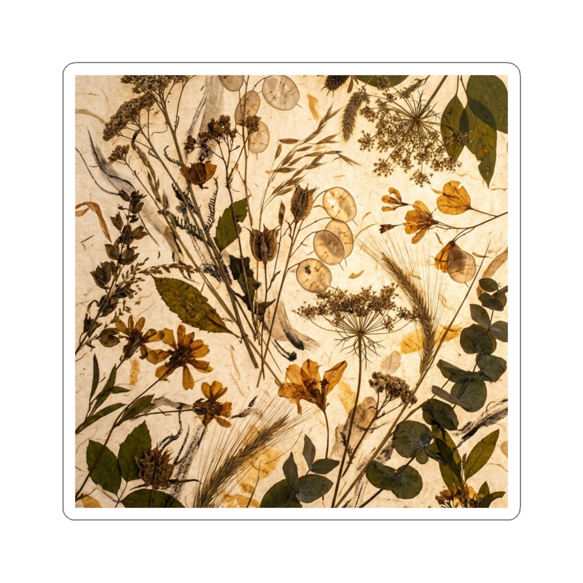 Mono No Aware Dried Flowers Sticker - Japandi Japanese Pattern