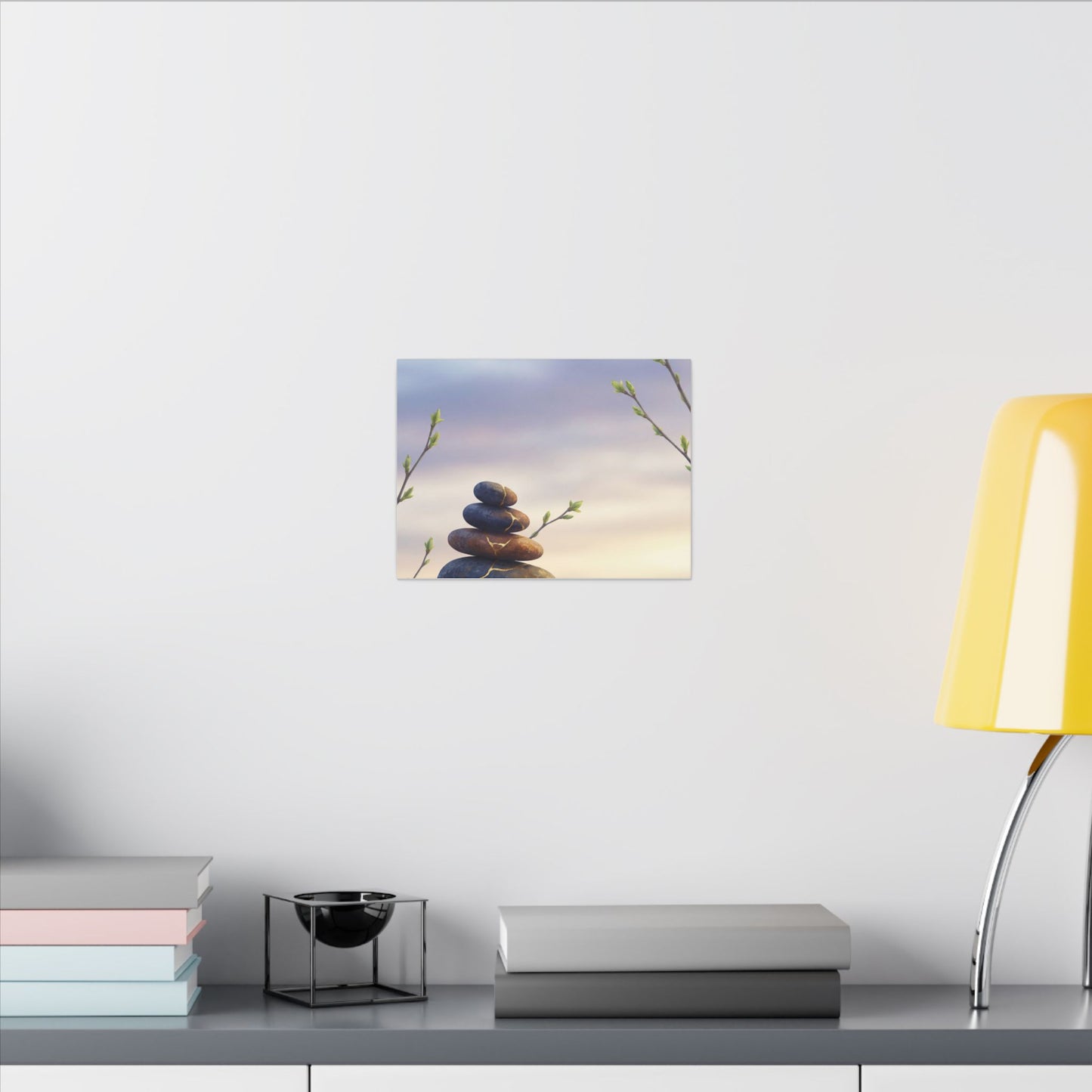 Spring River Stones Gold Vein Canvas Art | Philosophical Decor