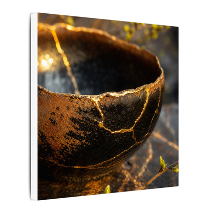 Kintsugi Ceramic Bowl in Golden Hour | Gold Vein Canvas Art